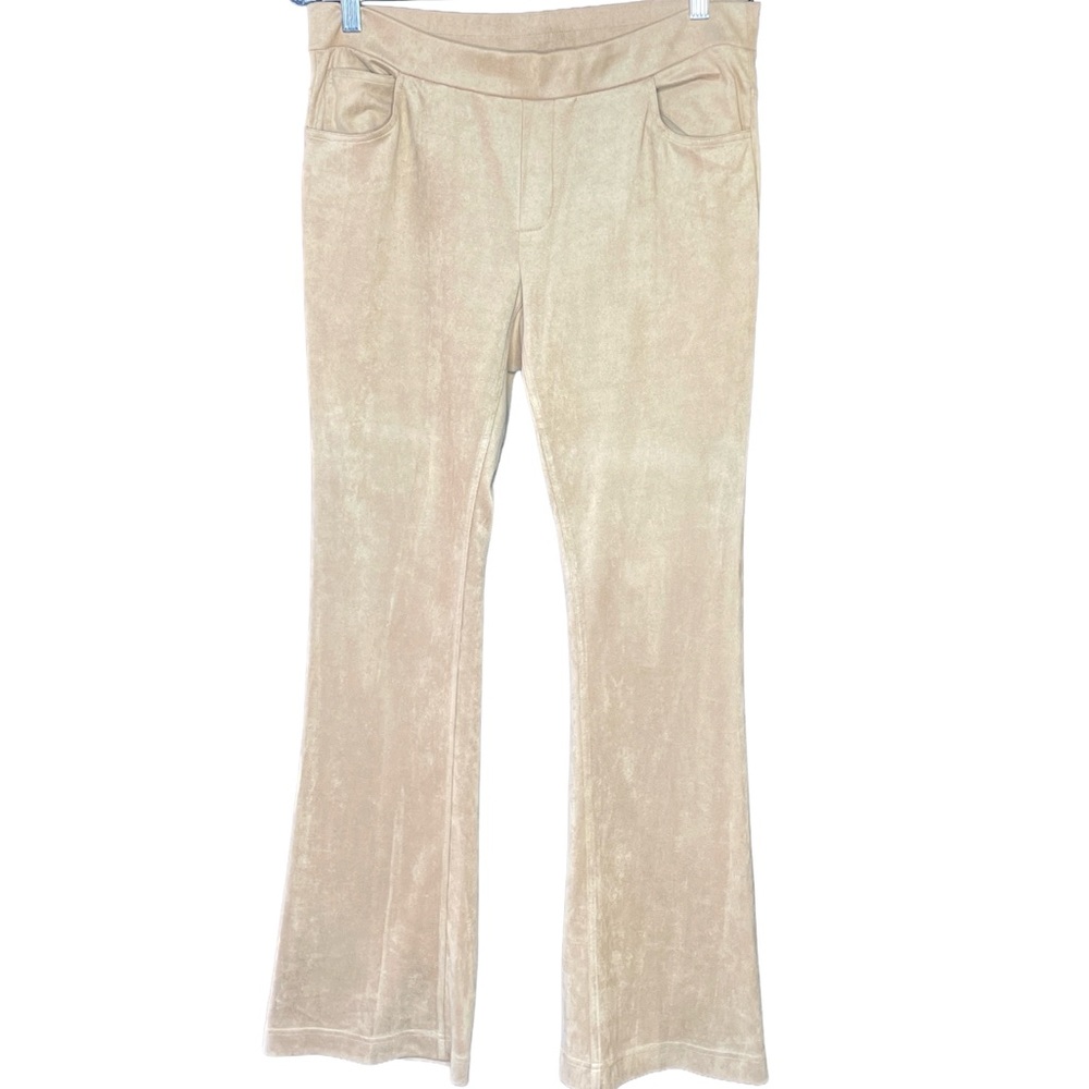 209 WST 38 Tan Stretch Ultrasuede Flare Pants